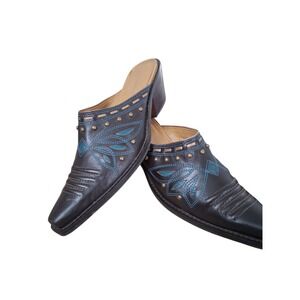 Cassandra Ray Leather Women's size 8½M Western Rodeo Studded Cowgirl Boot Mules